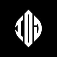 IDJ circle letter logo design with circle and ellipse shape. IDJ ellipse letters with typographic style. The three initials form a circle logo. IDJ Circle Emblem Abstract Monogram Letter Mark Vector. vector