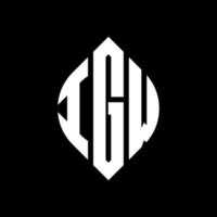 IGW circle letter logo design with circle and ellipse shape. IGW ellipse letters with typographic style. The three initials form a circle logo. IGW Circle Emblem Abstract Monogram Letter Mark Vector. vector