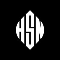 HSN circle letter logo design with circle and ellipse shape. HSN ellipse letters with typographic style. The three initials form a circle logo. HSN Circle Emblem Abstract Monogram Letter Mark Vector. vector