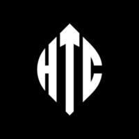 diseño de logotipo htc circle letter con forma de círculo y elipse. htc letras elipses con estilo tipográfico. las tres iniciales forman un logo circular. Vector de marca de letra de monograma abstracto del emblema del círculo htc.