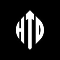 diseño de logotipo de letra de círculo htd con forma de círculo y elipse. letras de elipse htd con estilo tipográfico. las tres iniciales forman un logo circular. vector de marca de letra de monograma abstracto del emblema del círculo htd.
