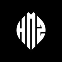 diseño de logotipo de letra de círculo hmz con forma de círculo y elipse. hmz letras elipses con estilo tipográfico. las tres iniciales forman un logo circular. hmz círculo emblema resumen monograma letra marca vector. vector