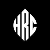 diseño de logotipo de letra de círculo hrc con forma de círculo y elipse. letras de elipse hrc con estilo tipográfico. las tres iniciales forman un logo circular. vector de marca de letra de monograma abstracto de emblema de círculo de hrc.