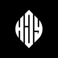 diseño de logotipo de letra de círculo hjy con forma de círculo y elipse. hjy letras elipses con estilo tipográfico. las tres iniciales forman un logo circular. vector de marca de letra de monograma abstracto del emblema del círculo hjy.