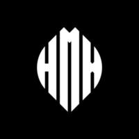 HMX circle letter logo design with circle and ellipse shape. HMX ellipse letters with typographic style. The three initials form a circle logo. HMX Circle Emblem Abstract Monogram Letter Mark Vector. vector