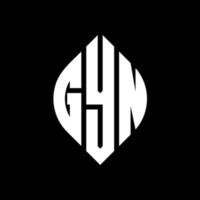 GYN circle letter logo design with circle and ellipse shape. GYN ellipse letters with typographic style. The three initials form a circle logo. GYN Circle Emblem Abstract Monogram Letter Mark Vector. vector