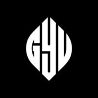 GYU circle letter logo design with circle and ellipse shape. GYU ellipse letters with typographic style. The three initials form a circle logo. GYU Circle Emblem Abstract Monogram Letter Mark Vector. vector