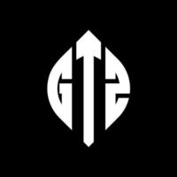 diseño de logotipo de letra de círculo gtz con forma de círculo y elipse. letras elipses gtz con estilo tipográfico. las tres iniciales forman un logo circular. vector de marca de letra de monograma abstracto del emblema del círculo gtz.