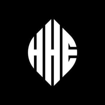 HHE circle letter logo design with circle and ellipse shape. HHE ellipse letters with typographic style. The three initials form a circle logo. HHE Circle Emblem Abstract Monogram Letter Mark Vector. vector