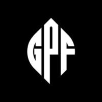 GPF circle letter logo design with circle and ellipse shape. GPF ellipse letters with typographic style. The three initials form a circle logo. GPF Circle Emblem Abstract Monogram Letter Mark Vector. vector