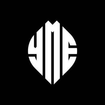 YME circle letter logo design with circle and ellipse shape. YME ellipse letters with typographic style. The three initials form a circle logo. YME Circle Emblem Abstract Monogram Letter Mark Vector. vector