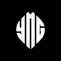 YMG circle letter logo design with circle and ellipse shape. YMG ellipse letters with typographic style. The three initials form a circle logo. YMG Circle Emblem Abstract Monogram Letter Mark Vector. vector
