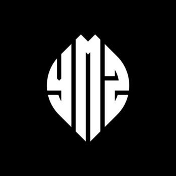 YMZ circle letter logo design with circle and ellipse shape. YMZ ellipse letters with typographic style. The three initials form a circle logo. YMZ Circle Emblem Abstract Monogram Letter Mark Vector. vector