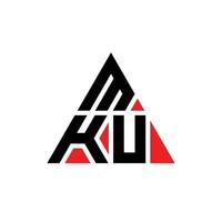 Diseño de logotipo de letra triangular mku con forma de triángulo. monograma de diseño del logotipo del triángulo mku. plantilla de logotipo de vector de triángulo mku con color rojo. logotipo triangular mku logotipo simple, elegante y lujoso.