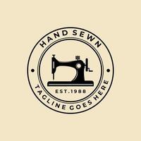 sewing machine badge logo illustration design vector