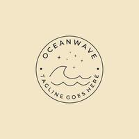 ocean wave  badge logo line vector symbol illustration design