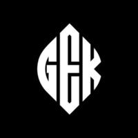diseño de logotipo de letra de círculo gek con forma de círculo y elipse. letras elipses gek con estilo tipográfico. las tres iniciales forman un logo circular. vector de marca de letra de monograma abstracto del emblema del círculo gek.