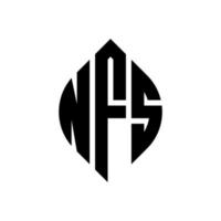 NFS circle letter logo design with circle and ellipse shape. NFS ellipse letters with typographic style. The three initials form a circle logo. NFS Circle Emblem Abstract Monogram Letter Mark Vector. vector
