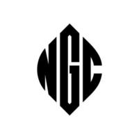 NGC circle letter logo design with circle and ellipse shape. NGC ellipse letters with typographic style. The three initials form a circle logo. NGC Circle Emblem Abstract Monogram Letter Mark Vector. vector