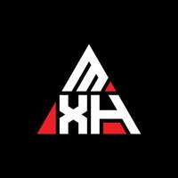 diseño de logotipo de letra triangular mxh con forma de triángulo. monograma de diseño de logotipo de triángulo mxh. plantilla de logotipo de vector de triángulo mxh con color rojo. logotipo triangular mxh logotipo simple, elegante y lujoso.