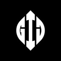GIJ circle letter logo design with circle and ellipse shape. GIJ ellipse letters with typographic style. The three initials form a circle logo. GIJ Circle Emblem Abstract Monogram Letter Mark Vector. vector