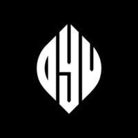 OYV circle letter logo design with circle and ellipse shape. OYV ellipse letters with typographic style. The three initials form a circle logo. OYV Circle Emblem Abstract Monogram Letter Mark Vector. vector