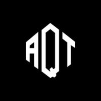 AQT letter logo design with polygon shape. AQT polygon and cube shape logo design. AQT hexagon vector logo template white and black colors. AQT monogram, business and real estate logo.
