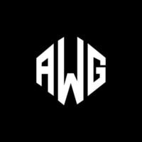 diseño de logotipo de letra awg con forma de polígono. diseño de logotipo en forma de cubo y polígono awg. plantilla de logotipo vectorial hexagonal awg colores blanco y negro. monograma awg, logotipo empresarial y inmobiliario. vector