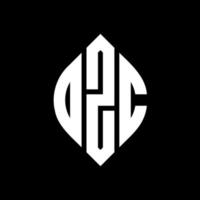 OZC circle letter logo design with circle and ellipse shape. OZC ellipse letters with typographic style. The three initials form a circle logo. OZC Circle Emblem Abstract Monogram Letter Mark Vector. vector