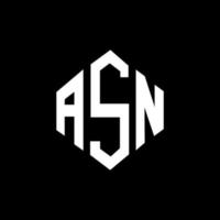 ASN letter logo design with polygon shape. ASN polygon and cube shape logo design. ASN hexagon vector logo template white and black colors. ASN monogram, business and real estate logo.