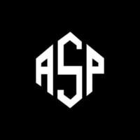 diseño de logotipo de letra asp con forma de polígono. asp polígono y diseño de logotipo en forma de cubo. asp hexágono vector logo plantilla colores blanco y negro. monograma asp, logotipo comercial e inmobiliario.