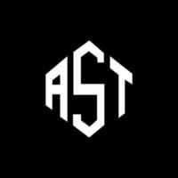 diseño de logotipo de letra ast con forma de polígono. Diseño de logotipo en forma de polígono y cubo. ast hexágono vector logo plantilla colores blanco y negro. Ast monograma, logotipo empresarial y inmobiliario.