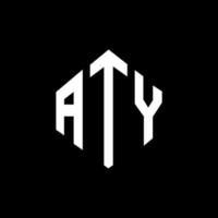 diseño de logotipo de letra aty con forma de polígono. aty polígono y diseño de logotipo en forma de cubo. aty hexágono vector logo plantilla colores blanco y negro. monograma aty, logotipo comercial e inmobiliario.