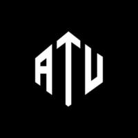 ATU letter logo design with polygon shape. ATU polygon and cube shape logo design. ATU hexagon vector logo template white and black colors. ATU monogram, business and real estate logo.