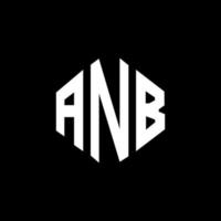 ANB letter logo design with polygon shape. ANB polygon and cube shape logo design. ANB hexagon vector logo template white and black colors. ANB monogram, business and real estate logo.