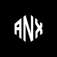 ANX letter logo design with polygon shape. ANX polygon and cube shape logo design. ANX hexagon vector logo template white and black colors. ANX monogram, business and real estate logo.