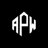 APW letter logo design with polygon shape. APW polygon and cube shape logo design. APW hexagon vector logo template white and black colors. APW monogram, business and real estate logo.