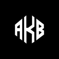 AKB letter logo design with polygon shape. AKB polygon and cube shape logo design. AKB hexagon vector logo template white and black colors. AKB monogram, business and real estate logo.