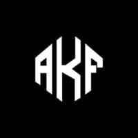 AKF letter logo design with polygon shape. AKF polygon and cube shape logo design. AKF hexagon vector logo template white and black colors. AKF monogram, business and real estate logo.