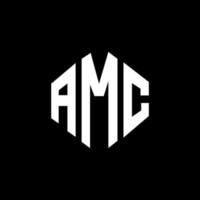 AMC letter logo design with polygon shape. AMC polygon and cube shape logo design. AMC hexagon vector logo template white and black colors. AMC monogram, business and real estate logo.
