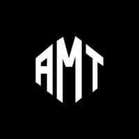 diseño de logotipo de letra amt con forma de polígono. amt polígono y diseño de logotipo en forma de cubo. amt hexagon vector logo plantilla colores blanco y negro. monograma amt, logotipo comercial e inmobiliario.