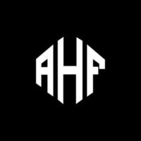 AHF letter logo design with polygon shape. AHF polygon and cube shape logo design. AHF hexagon vector logo template white and black colors. AHF monogram, business and real estate logo.