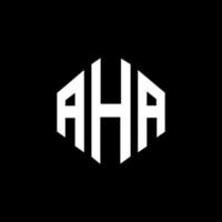 AHA letter logo design with polygon shape. AHA polygon and cube shape logo design. AHA hexagon vector logo template white and black colors. AHA monogram, business and real estate logo.