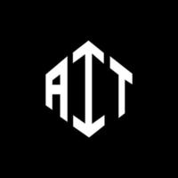 AIT letter logo design with polygon shape. AIT polygon and cube shape logo design. AIT hexagon vector logo template white and black colors. AIT monogram, business and real estate logo.