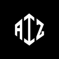 AIZ letter logo design with polygon shape. AIZ polygon and cube shape logo design. AIZ hexagon vector logo template white and black colors. AIZ monogram, business and real estate logo.