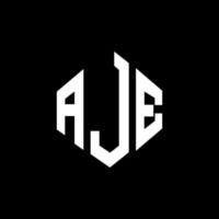 AJE letter logo design with polygon shape. AJE polygon and cube shape logo design. AJE hexagon vector logo template white and black colors. AJE monogram, business and real estate logo.