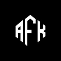 AFK letter logo design with polygon shape. AFK polygon and cube shape logo design. AFK hexagon vector logo template white and black colors. AFK monogram, business and real estate logo.