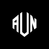 AUN letter logo design with polygon shape. AUN polygon and cube shape logo design. AUN hexagon vector logo template white and black colors. AUN monogram, business and real estate logo.