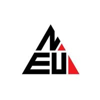 NEU triangle letter logo design with triangle shape. NEU triangle logo design monogram. NEU triangle vector logo template with red color. NEU triangular logo Simple, Elegant, and Luxurious Logo.