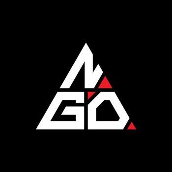 NGO triangle letter logo design with triangle shape. NGO triangle logo design monogram. NGO triangle vector logo template with red color. NGO triangular logo Simple, Elegant, and Luxurious Logo.
